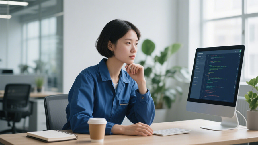 女技術員正在進行零代碼平臺開發(fā)